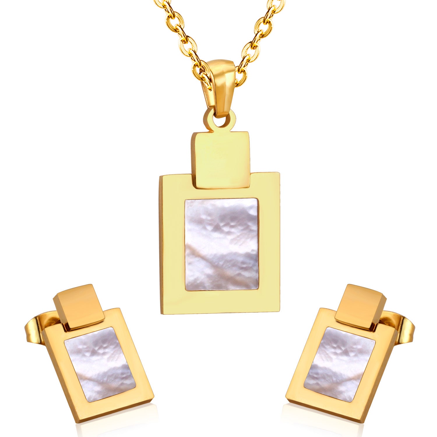 Damen Halskette mit quadratischem Anhänger aus antiallergischem Edelstahl und Zirkonia-Elementen Shop Nory