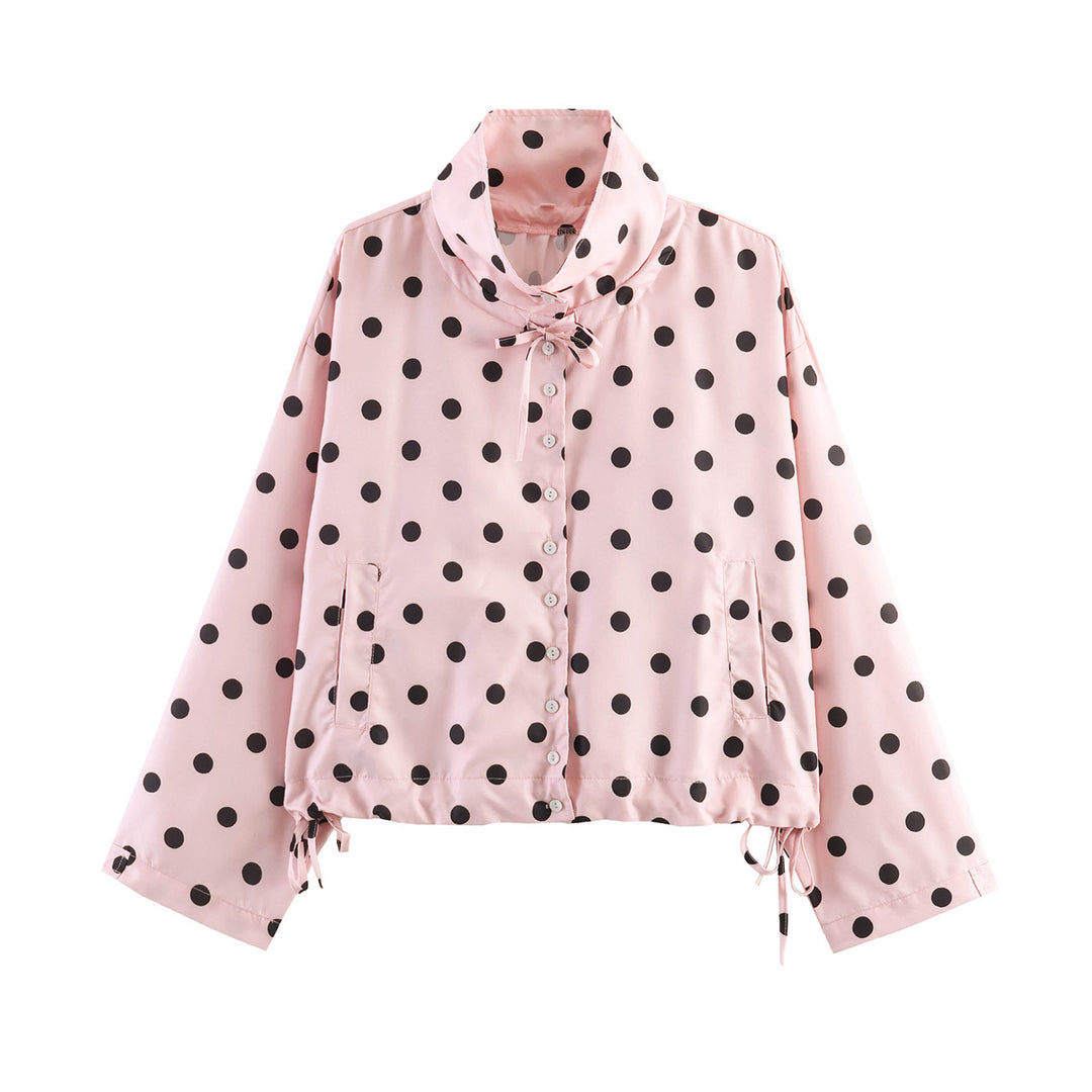Damen Leichte Satin-Übergangsjacke im Cropped-Schnitt mit Stehkragen und Kordelzug Shop Nory