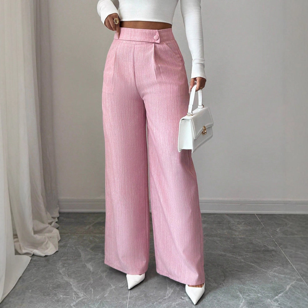 Damen Hochtaillierte Palazzohose mit asymmetrischer Knopfblende und Bundfalte Shop Nory