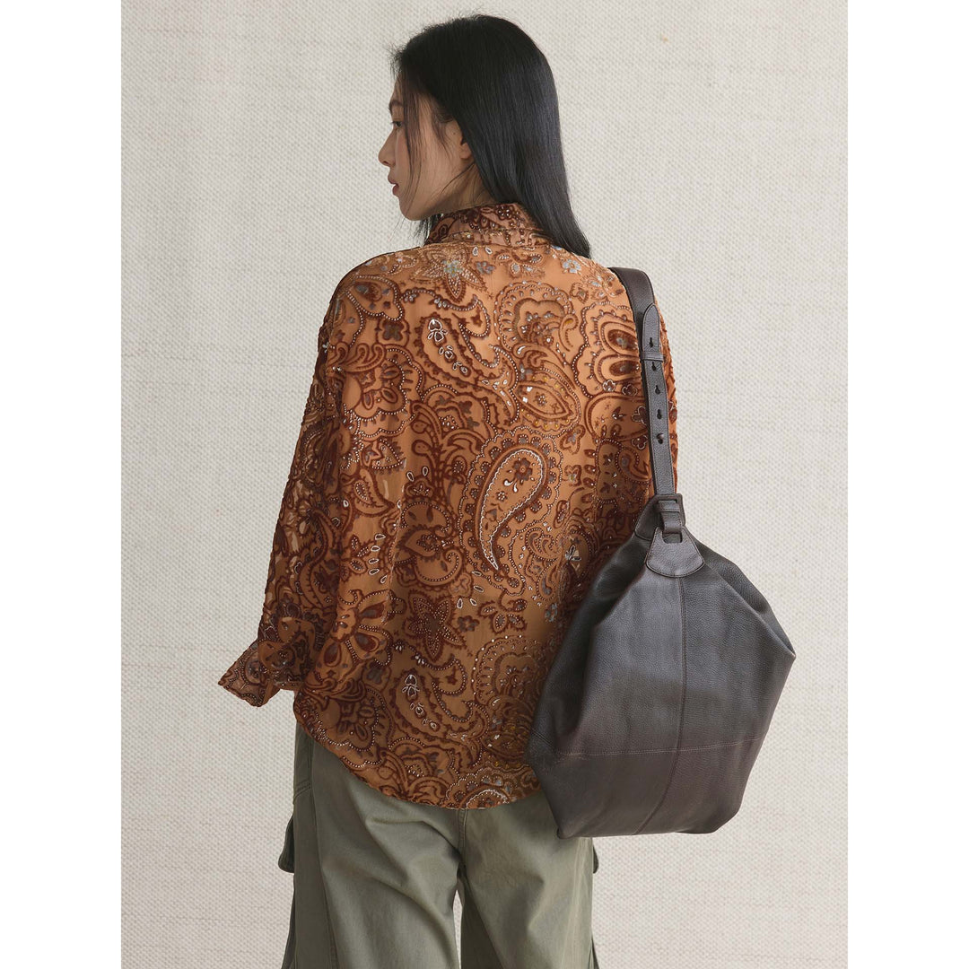 Damen Bestickte Samtbluse mit Paisley‑Muster und Pailletten Shop Nory