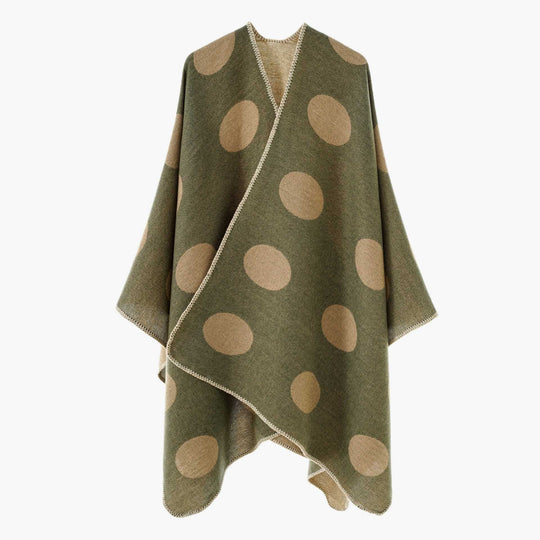 Damen Punkte-Überwurf Cape aus Wollmix mit Zierstich Shop Nory