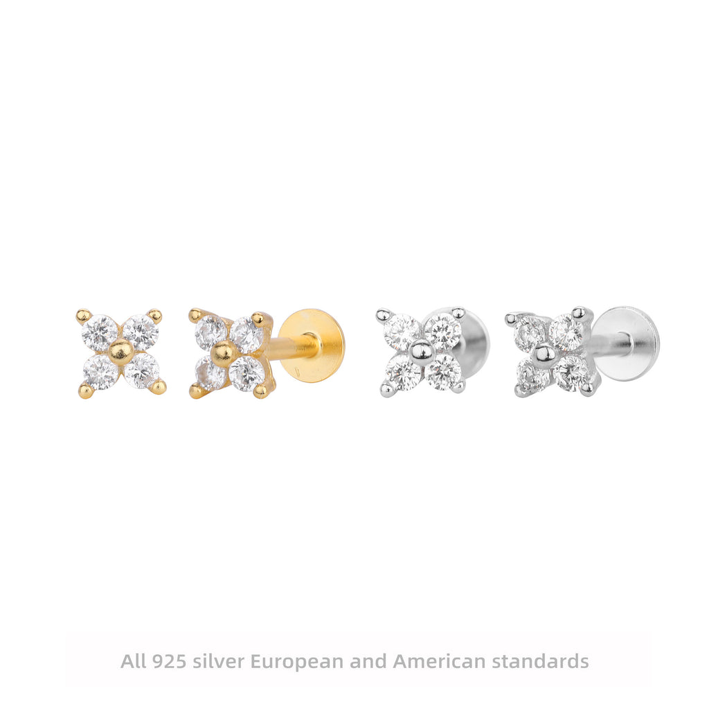 Damen Ohrstecker mit funkelnden Zirkonia-Elementen aus 925 Sterling Silber Shop Nory