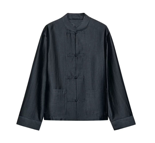 Damen Mandarin-Jacke mit Stehkragen und chinesischen Knotenverschlüssen Shop Nory