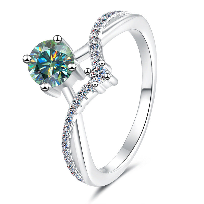 Damen Verlobungsring mit schwarzem Hauptstein und funkelnden Zirkonia-Elementen Shop Nory