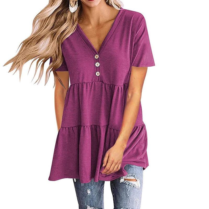 Damen Tunika mit Rüschensaum und Knopfdetails