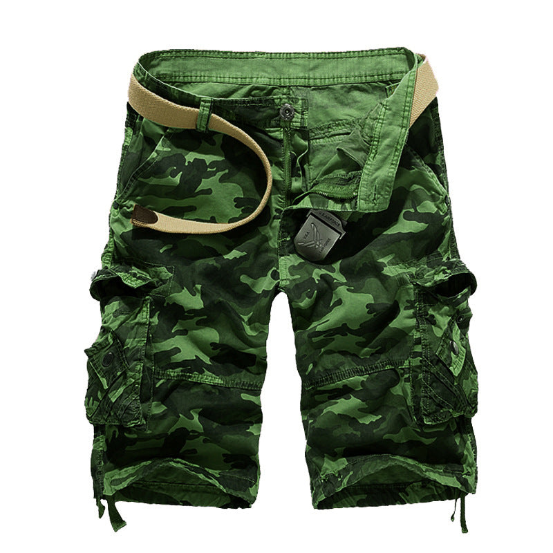 Herren Camo Cargo-Shorts mit mehreren Taschen und verstellbarem Bund