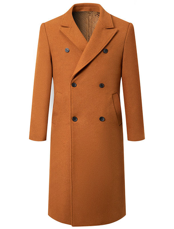 Herren Doppelreihiger langer Wollmantel mit gesteppter Innenfütterung Shop Nory