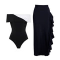 Damen Badeanzug mit modischem Off-Shoulder Design und eleganter Rüschen-Maxiröhre Shopnory