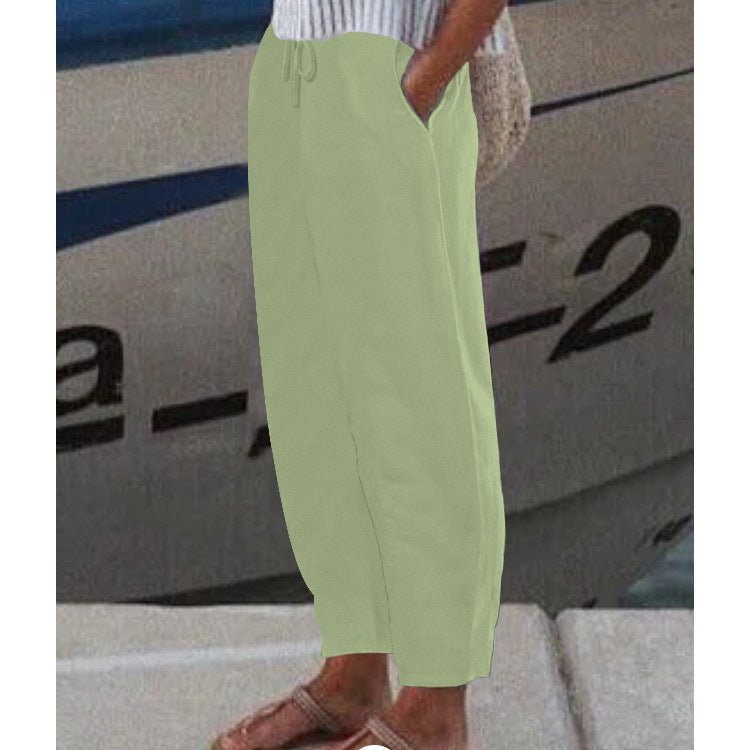 Damen Ankle Harem Hose mit Kordelzug, Seitentaschen und elastischem Knöchelbund Shop Nory
