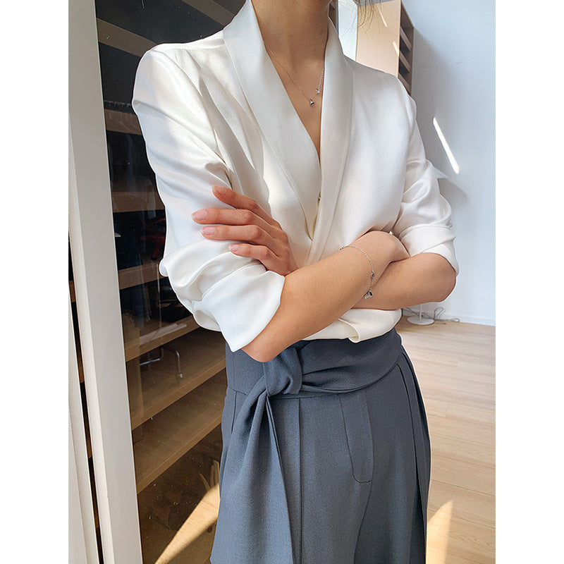 Damen Luxuriöses Satinbluse Shop Nory