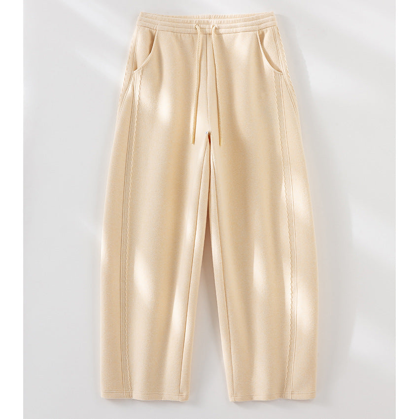 Damen Relaxed-Fleece-Hose mit hoher Taille, Tunnelzug und dekorativer Seitennaht Shop Nory