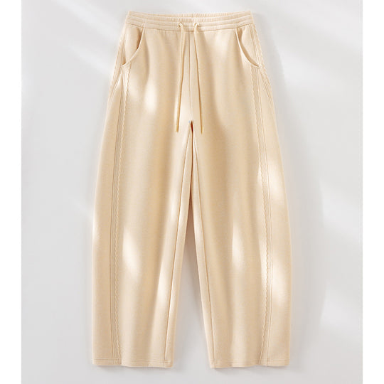 Damen Relaxed-Fleece-Hose mit hoher Taille, Tunnelzug und dekorativer Seitennaht Shop Nory