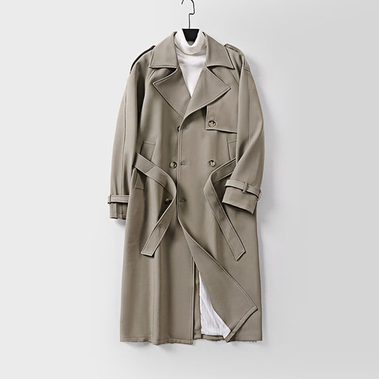 Damen Zweireihiger Oversized Trenchcoat mit weitem Schalkragen und Bindegürtel Shop Nory