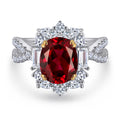 Damen Luxus Verlobungsring mit ovalem Rubin und funkelnden Zirkonia Shop Nory