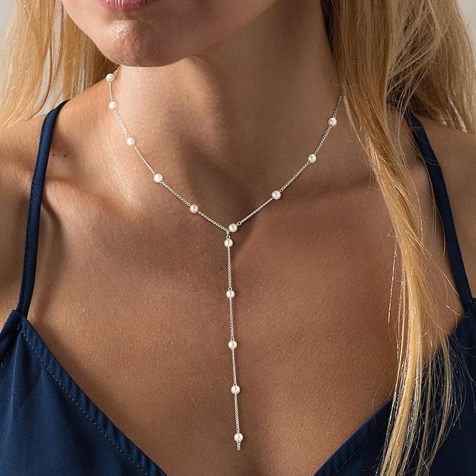 Damen Y-Halskette mit filigranen Perlen und elegantem Kettendesign Shop Nory