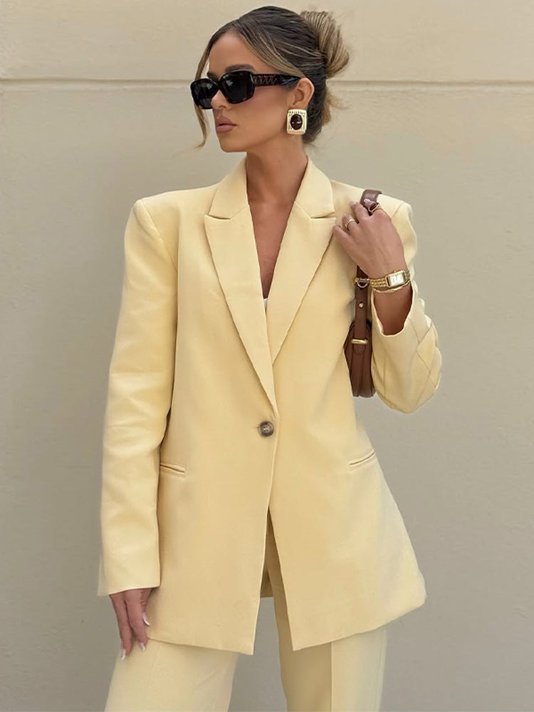 Damen Eleganter Oversize-Blazer mit hoher Taille und weiter Schlaghose Shop Nory
