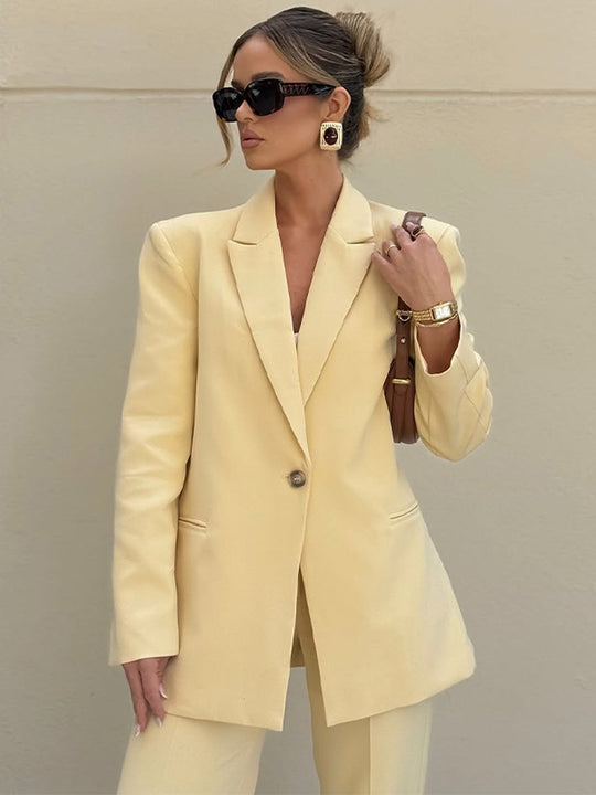 Damen Eleganter Oversize-Blazer mit hoher Taille und weiter Schlaghose Shop Nory