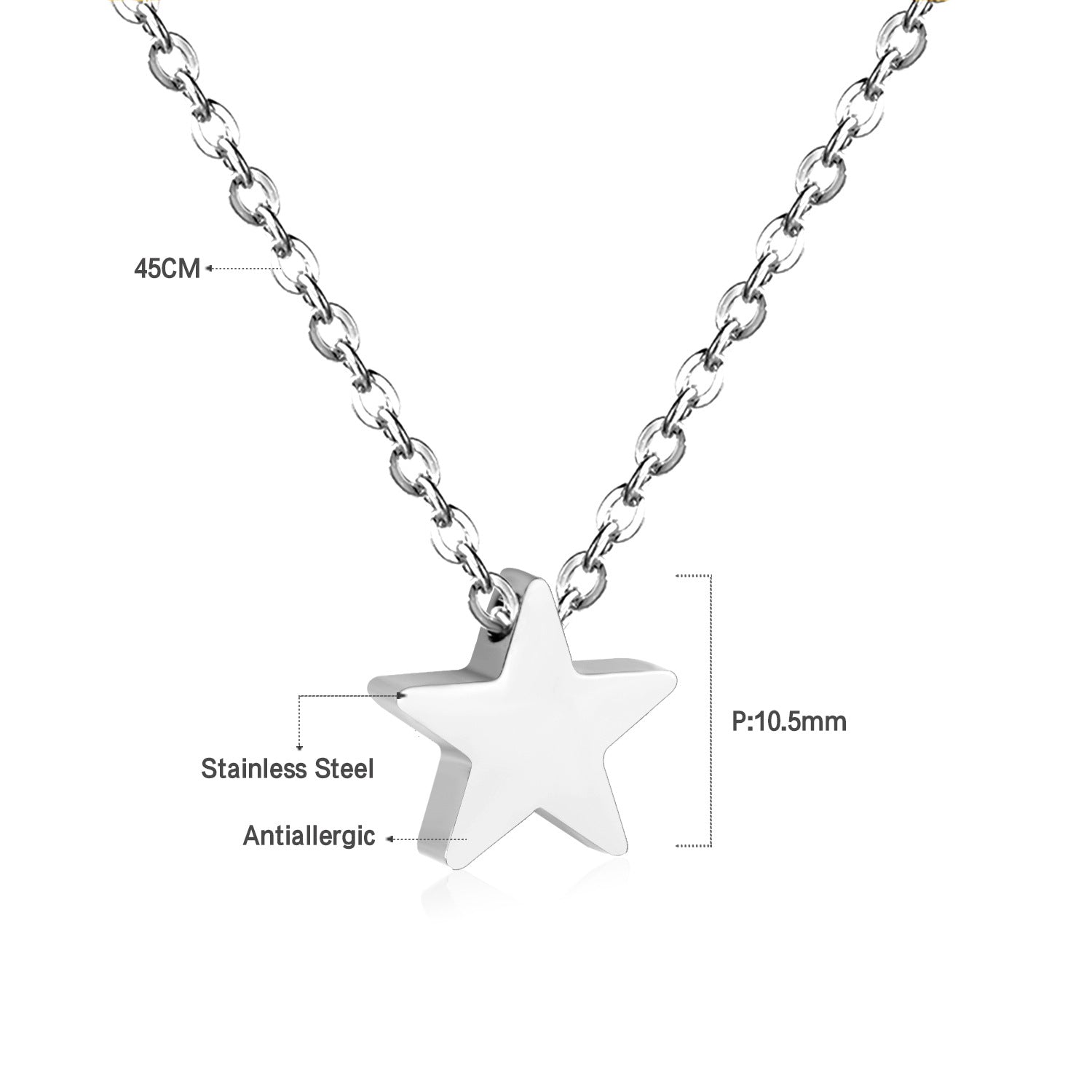 Damen Halskette mit halbmondförmigem Anhänger aus Edelstahl und goldplattierter Oberfläche Shop Nory