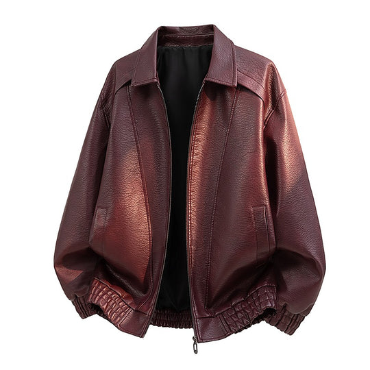 Herren Elegante Kunstlederjacke mit weitem Schnitt Shop Nory
