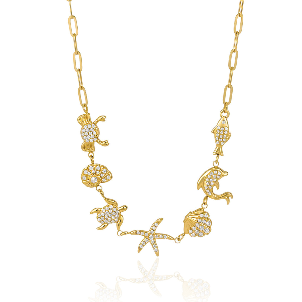 Damen elegante Halskette mit maritimen Tiermotiven und hypoallergenem Edelstahl Shop Nory