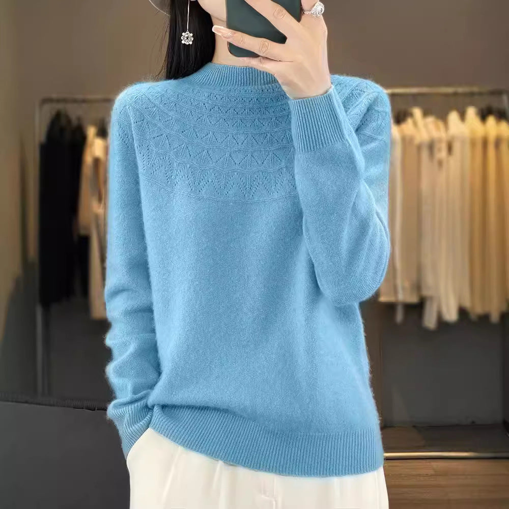 Damen Kuscheliger Mohair‑Optik Pullover mit Zierstruktur am Oberteil und Stehkragen Shop Nory