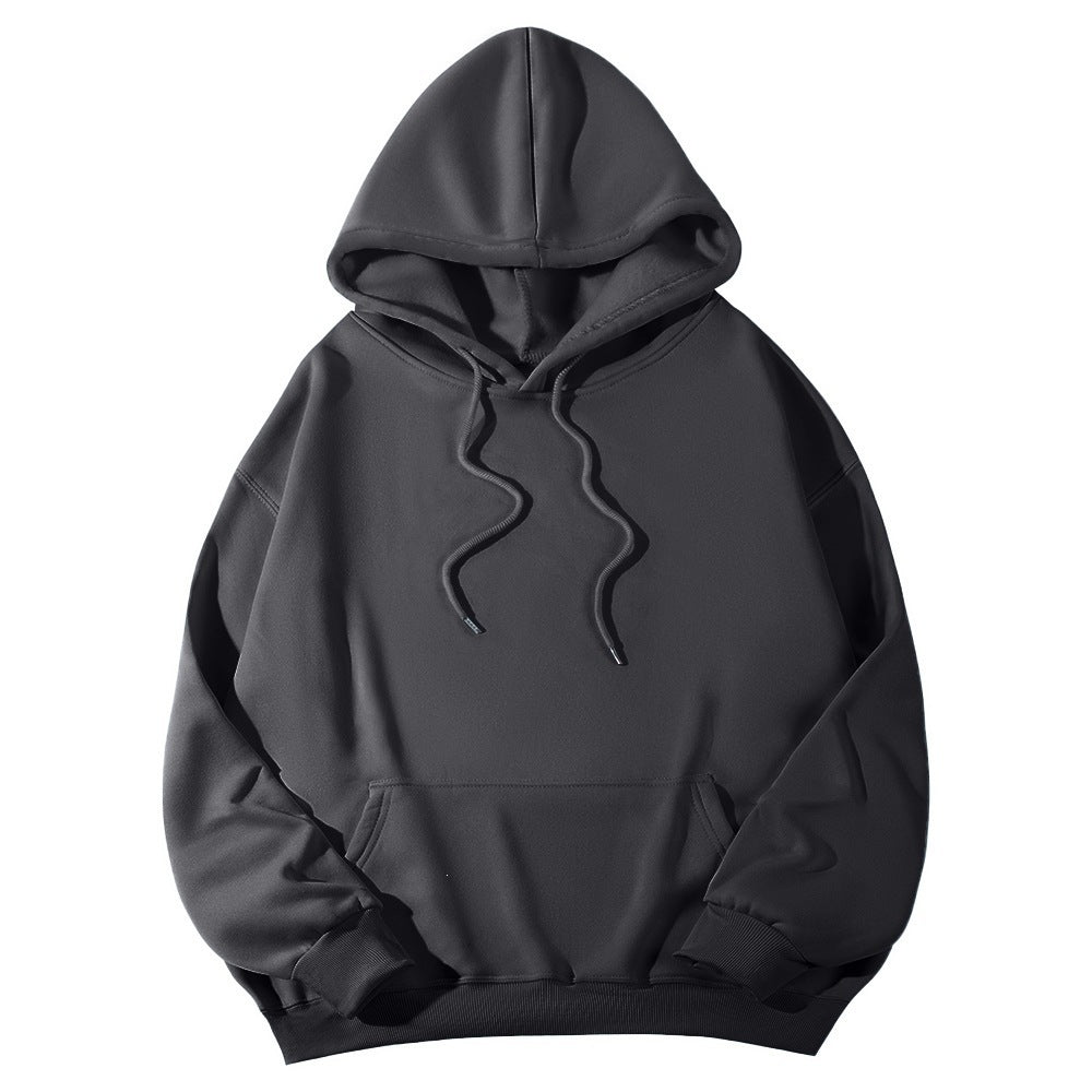 Unisex minimalistischer Kapuzenpullover mit verlängertem Rücken und Kängurutasche Shop Nory
