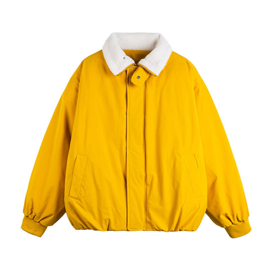 Unisex Kurz geschnittene Boxy‑Bomberjacke mit Teddy‑Umlegekragen und verdeckter Front Shop Nory