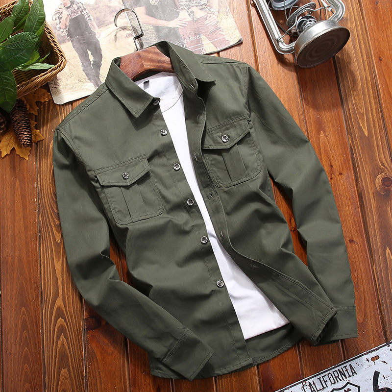 Herren Utility-Overshirt mit Brustpattentaschen und Hemdkragen Shop Nory