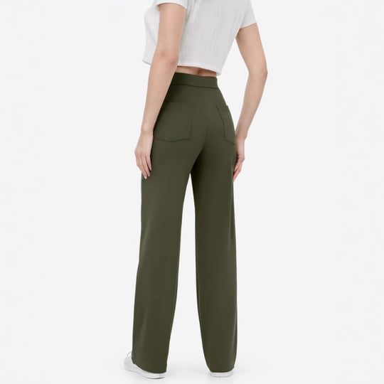 Damen Taillenbetonte Schlaghose aus Stretch-Jersey mit dekorativer Knopfleiste Shop Nory