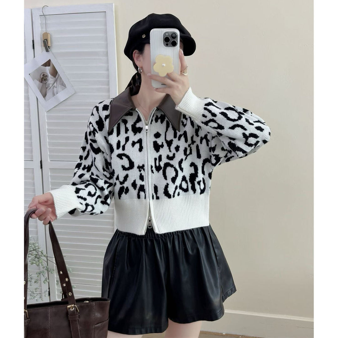 Damen Modische Kurzstrickjacke mit Reißverschluss Shop Nory