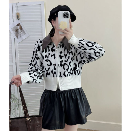 Damen Modische Kurzstrickjacke mit Reißverschluss Shop Nory