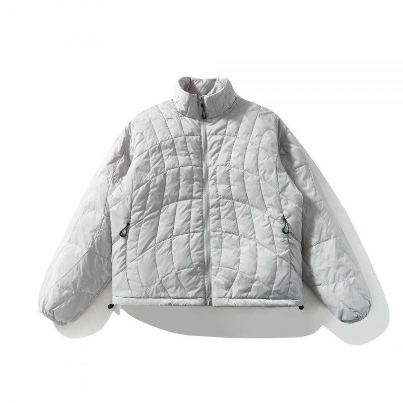 Unisex Ultraleichte gesteppte Kurzjacke mit geometrischer Steppung, Stehkragen und Tunnelzugsaum Shop Nory