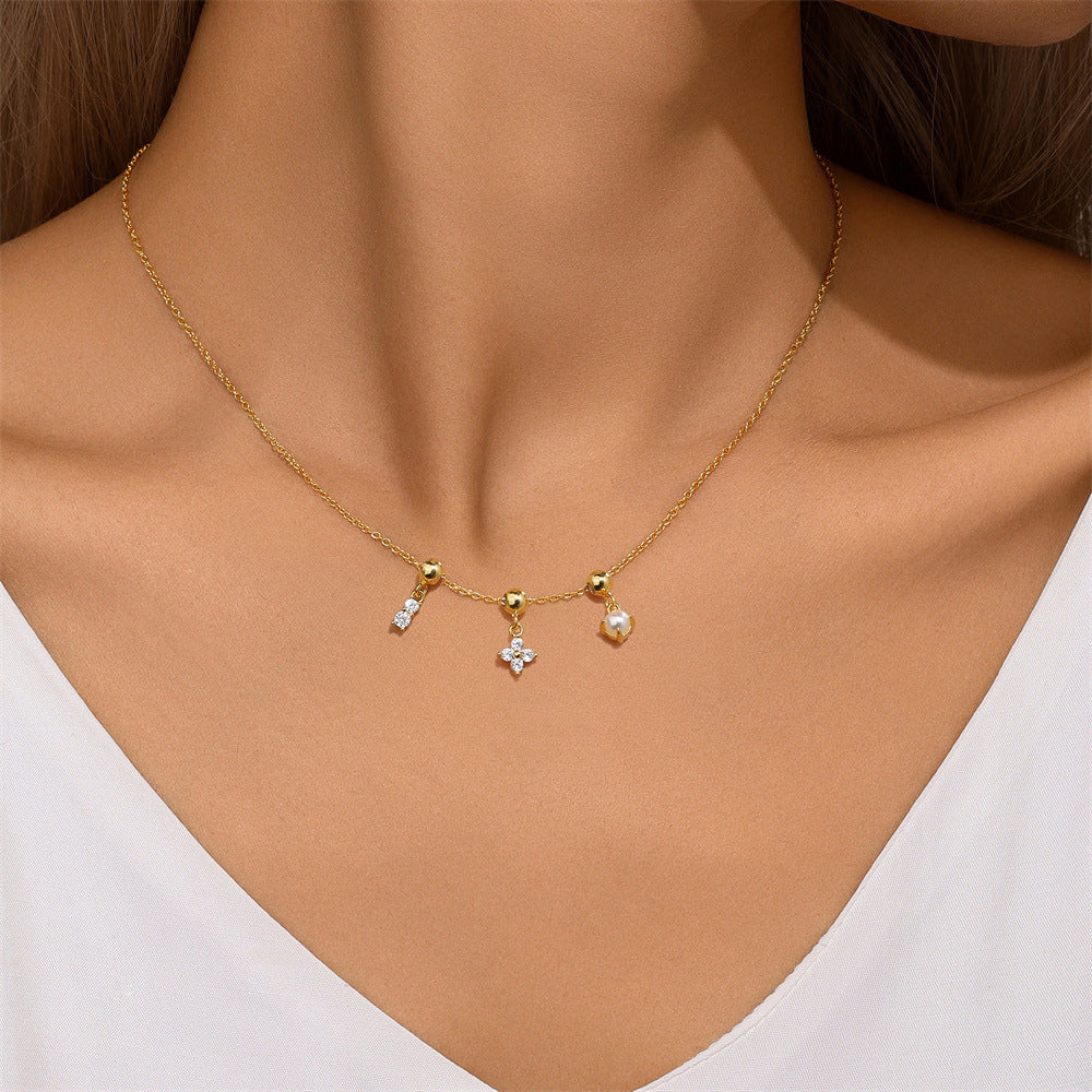 925 Sterling Silber Zirkon Kabelkette Beschichtung Geometrische Multi Charms Halskette | Shop Nory