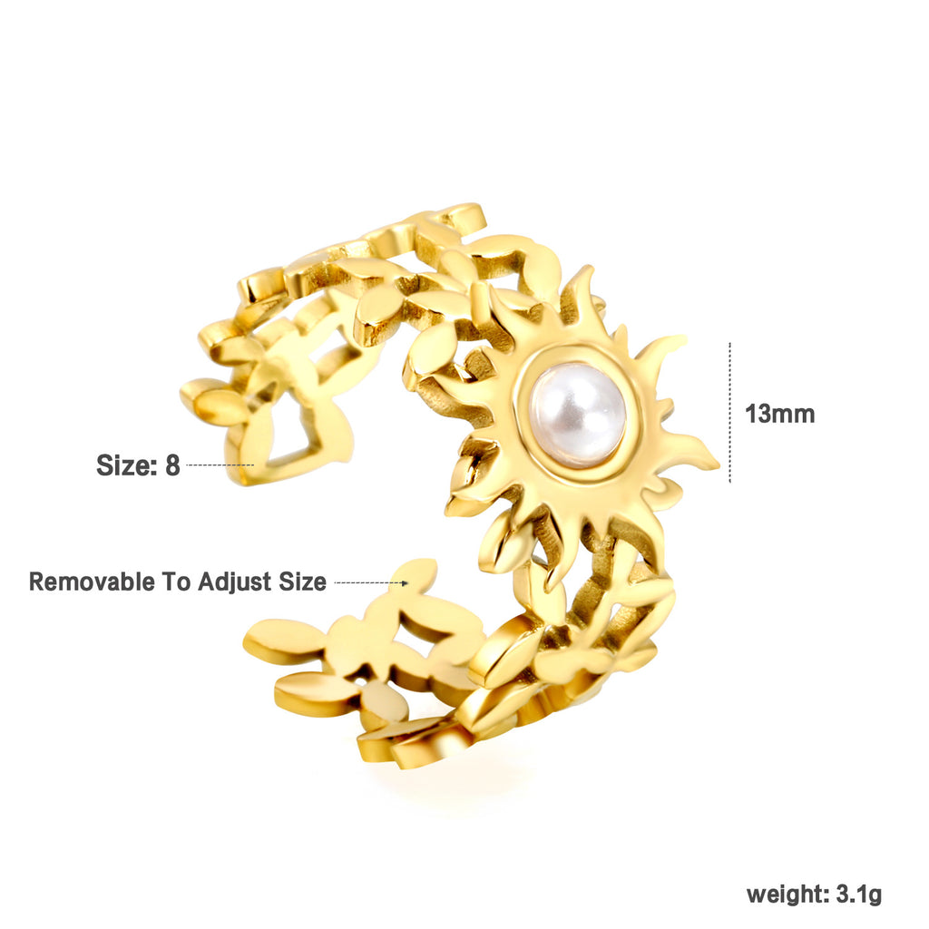 Damen Offener Ring mit kunstvollem Sonnenmotiv und anpassbarem Design Shop Nory