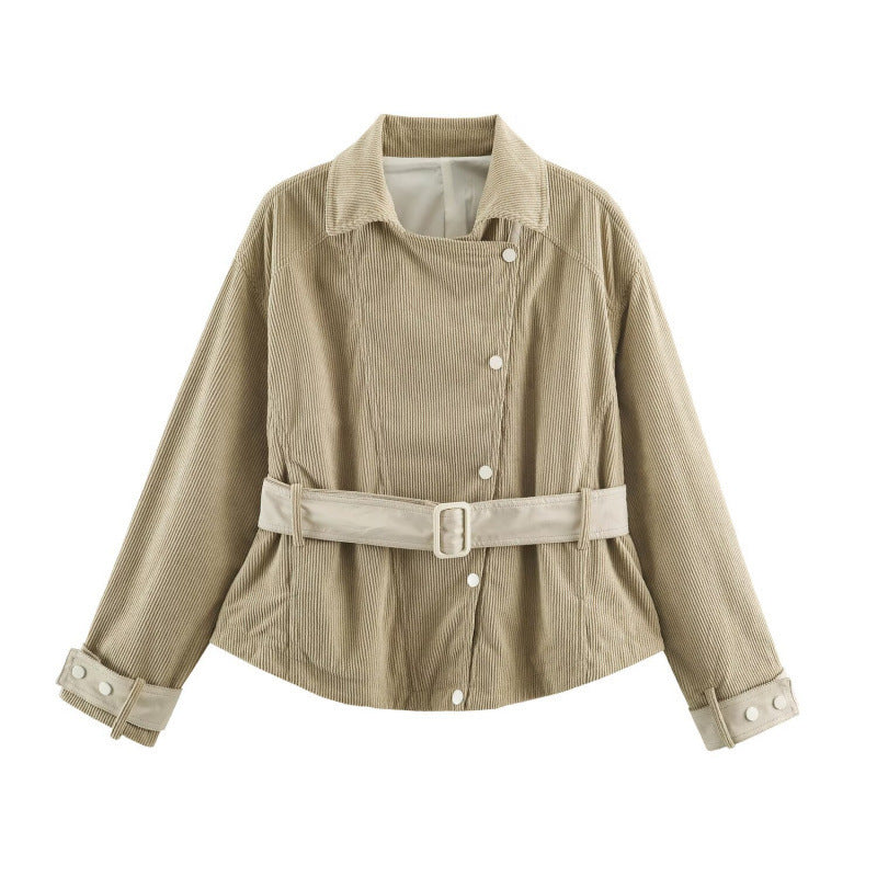 Damen Kurzjacke aus Cord mit taillierendem Gürtel und Druckknopfleiste Shop Nory