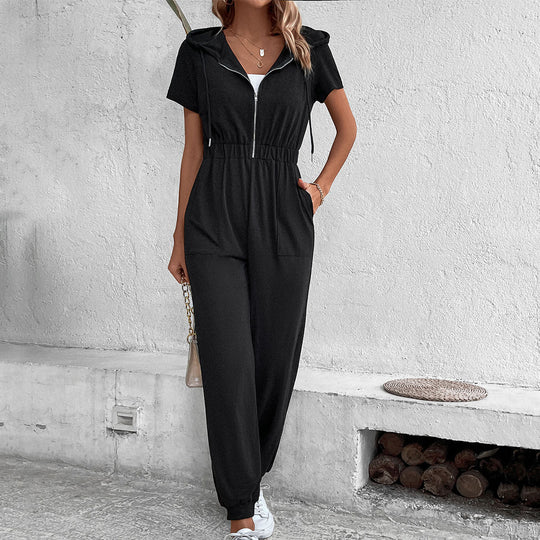 Damen Kapuzenoverall mit praktischem Reißverschluss und elastischem Bund
