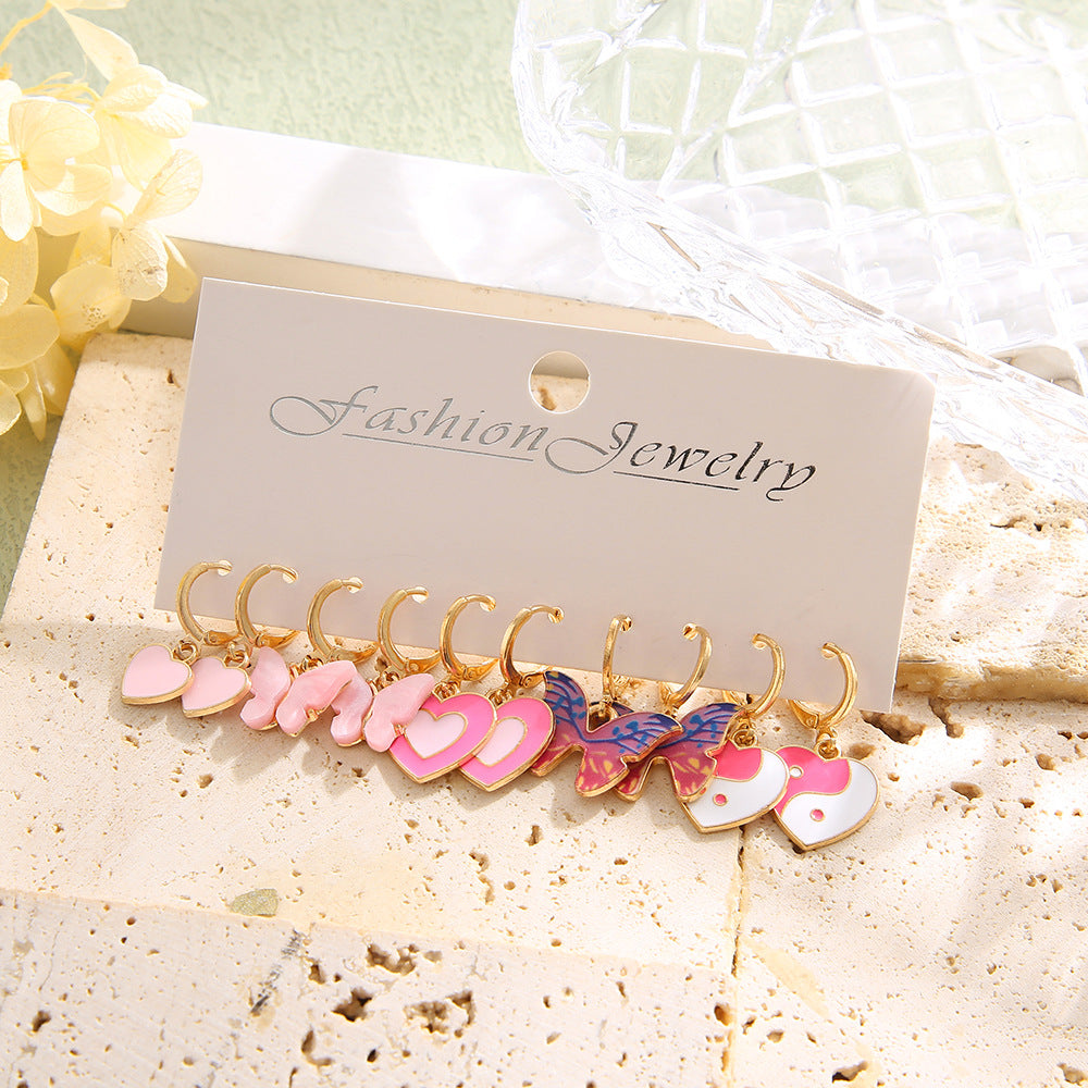 Damen Anhänger-Ohrringe mit bunten Herz- und Schmetterlingsdesigns Shop Nory