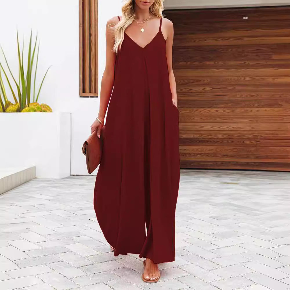 Damen Maxikleid mit v-ausschnitt und fließendem Schnitt