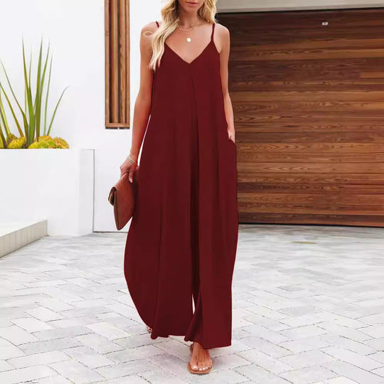 Damen Maxikleid mit v-ausschnitt und fließendem Schnitt