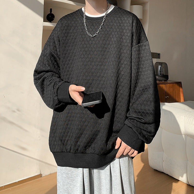 Herren Oversize-Quilt-Sweatshirt mit Rautenmuster und gerippten Bündchen Shop Nory