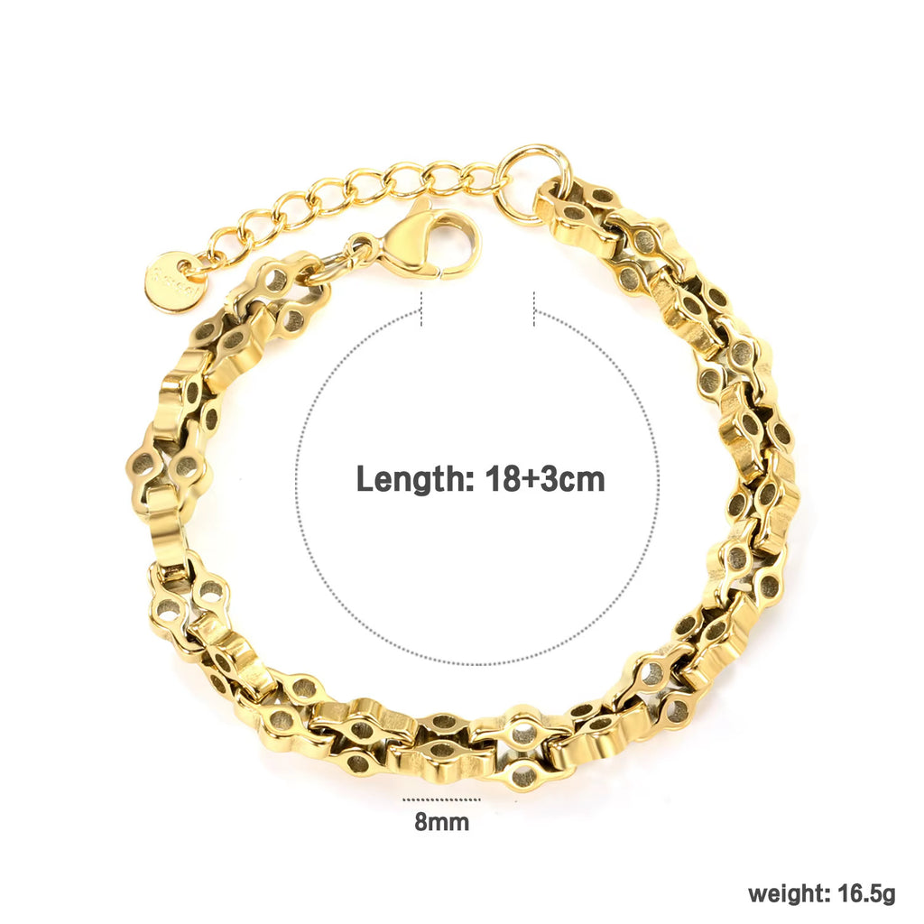 Damen trendiges Gliederarmband aus hochwertigem Edelstahl mit verstellbarem Verschluss Shop Nory