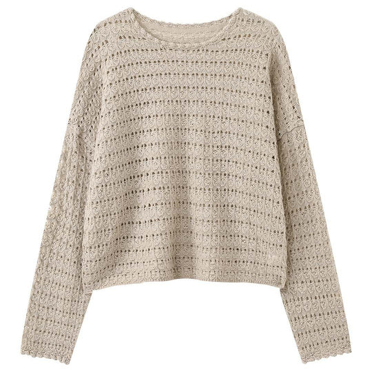 Damen Gehäkelter Oversize-Ajourpullover mit Boot-Ausschnitt Shop Nory