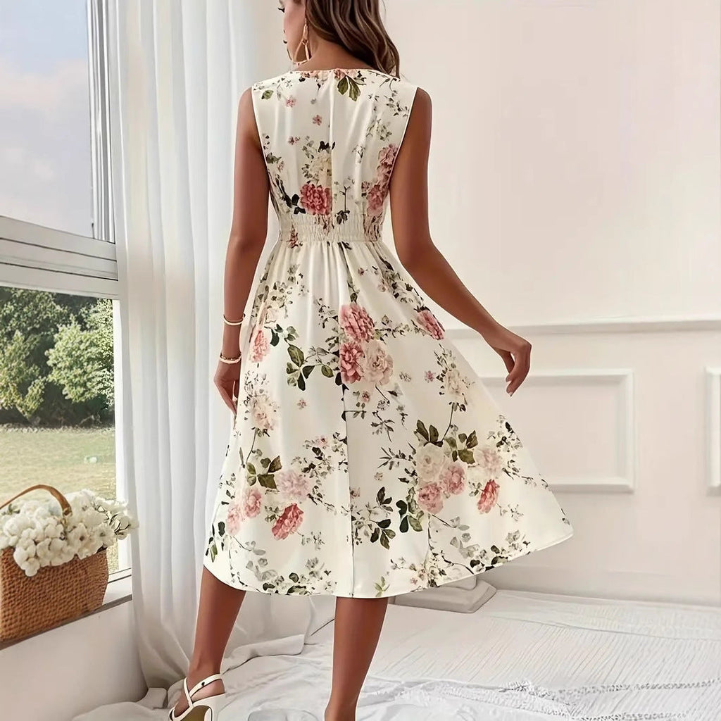 Damen Verspieltes A-Linien Kleid mit floralen Details