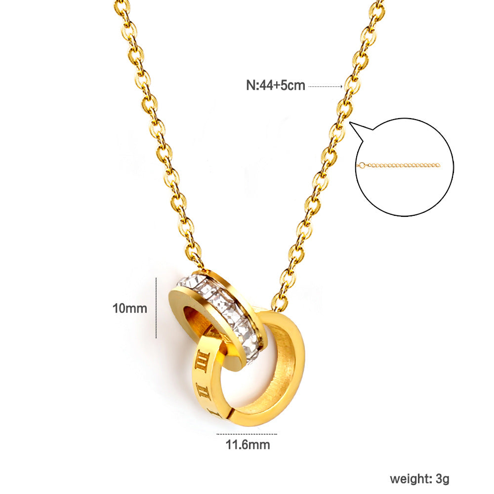 Damen Halskette mit funkelndem Anhänger aus Edelstahl und goldplattiertem Design Shop Nory