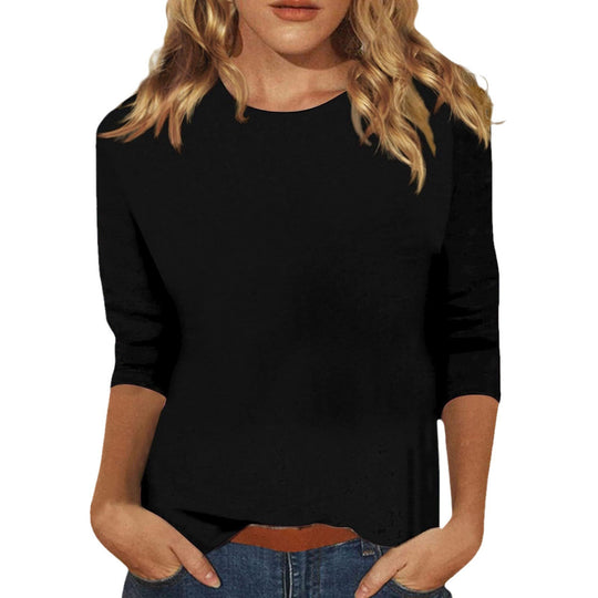 Damen Lockeres Baumwollshirt mit 3/4-Ärmeln