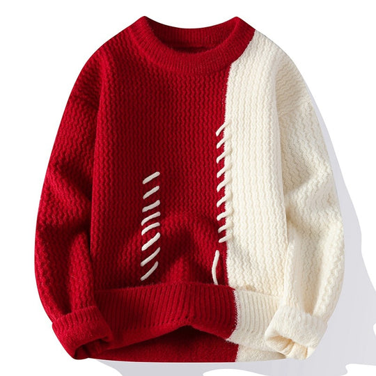 Damen Zweifarbiger Oversize-Strickpullover mit Ziernähten und Waffelstruktur Shop Nory