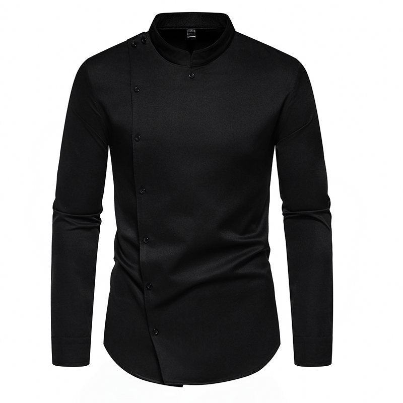 Herren Langarm Hemd mit modernem Knopfdesign