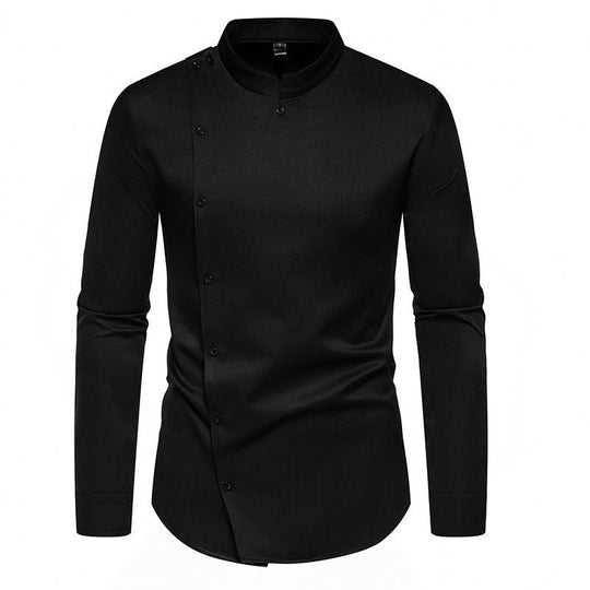 Herren Langarm Hemd mit modernem Knopfdesign
