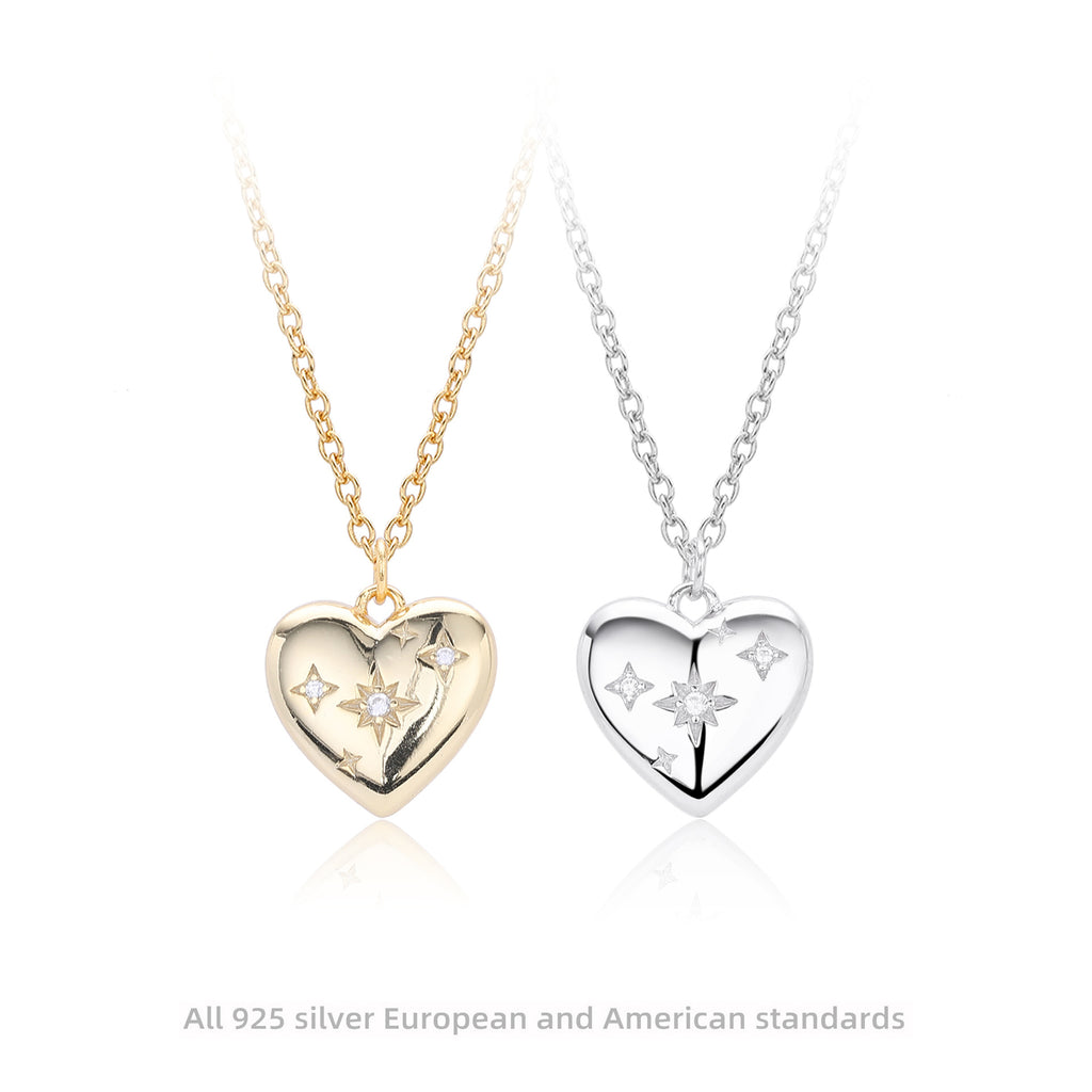 Damen Halskette mit herzförmigem Anhänger aus hochwertigem 925 Sterling Silber und funkelnden Zirkonen Shop Nory