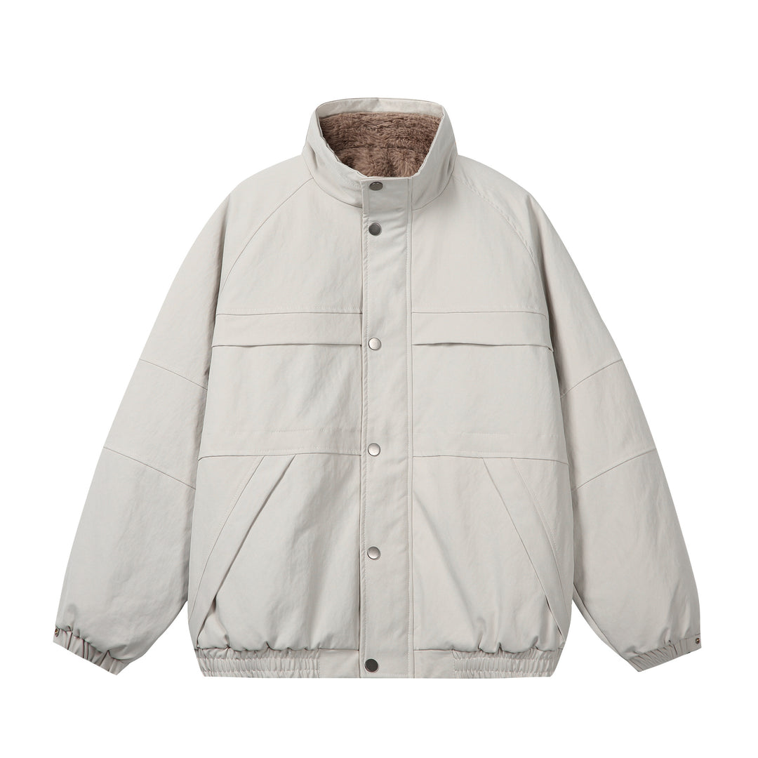 Unisex Kurz geschnittene Boxy-Pufferjacke mit hochschließendem Kragen und Teddy-Innenfutter Shop Nory